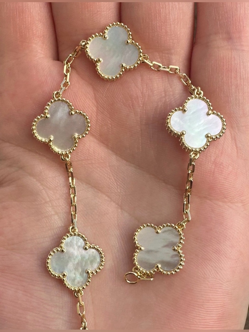 White Clover Bracelet 18k gold plated